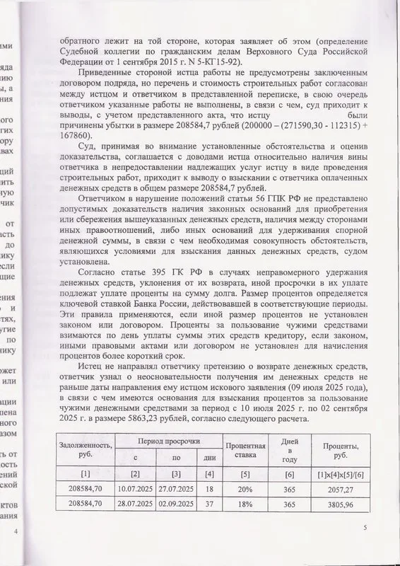 Взыскание с подрядчика 246 тыс. руб. аванса за бытовку и скважину — страница 5 решения суда